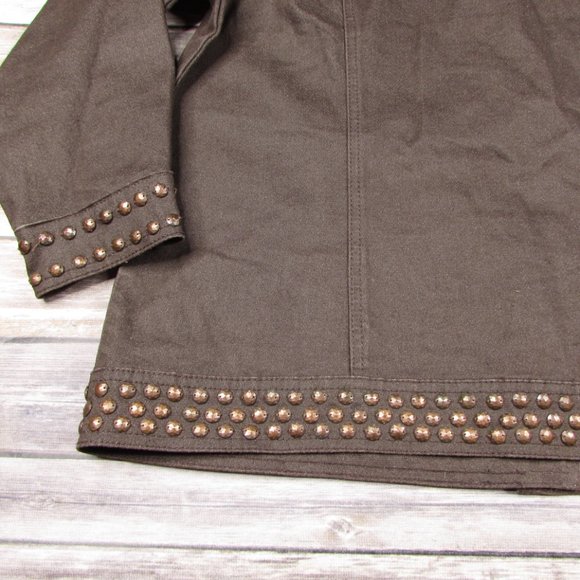 DG2 Embellished Brown Denim Jean Jacket L - Picture 9 of 9